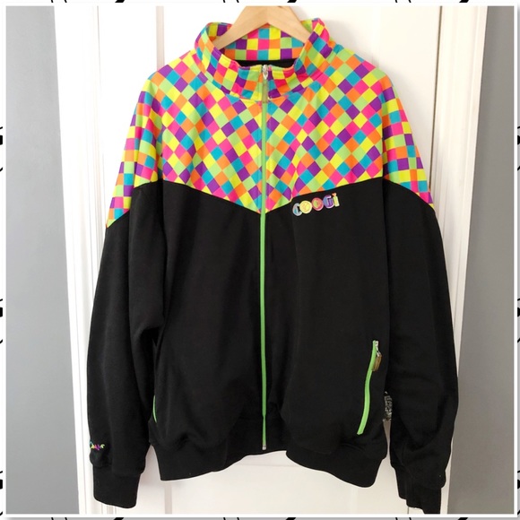 COOGI Other - Coogi Neon Checkered Full Zip Track Jacket BIG VTG